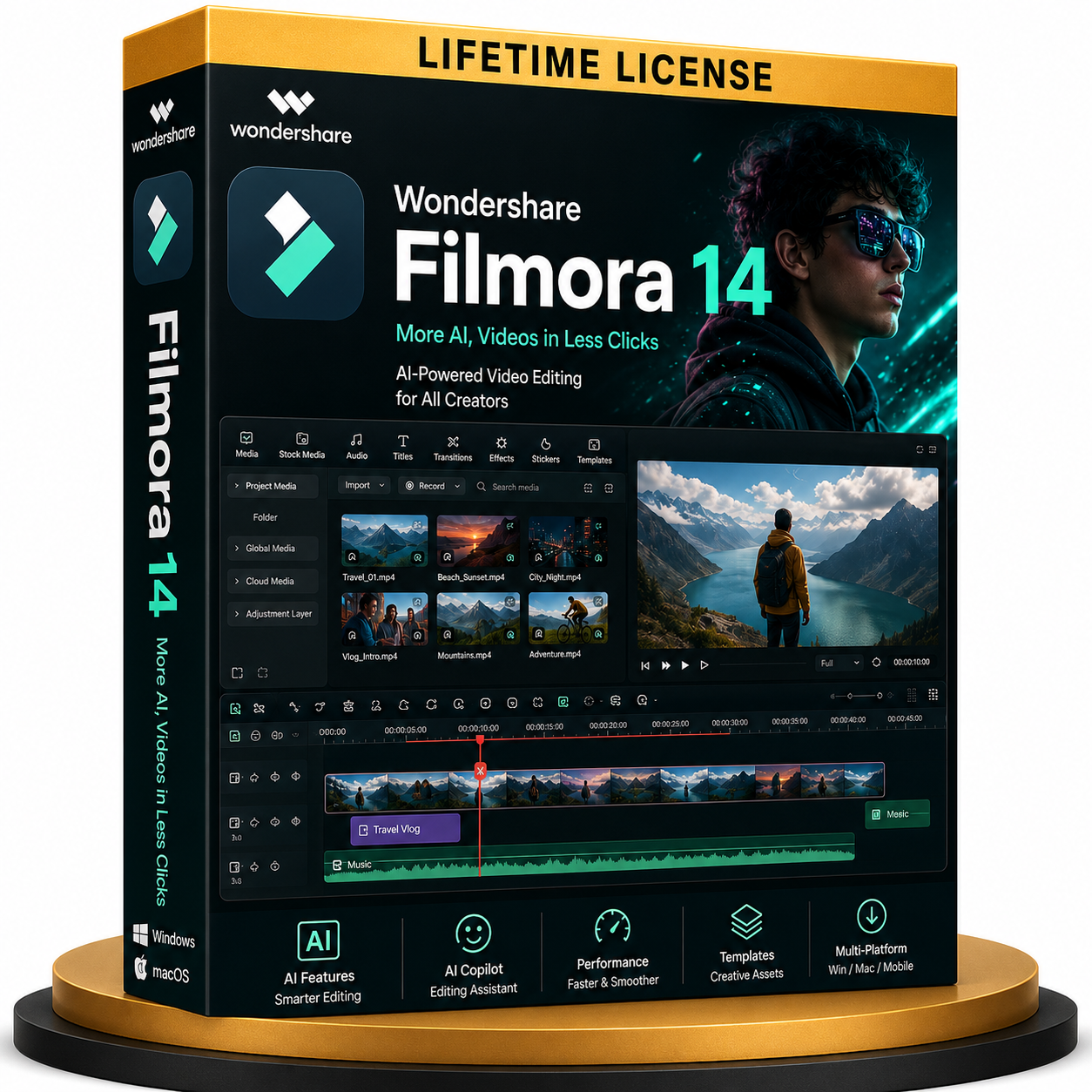 Wondershare Filmora 14 Lifetime License (Instant Download)